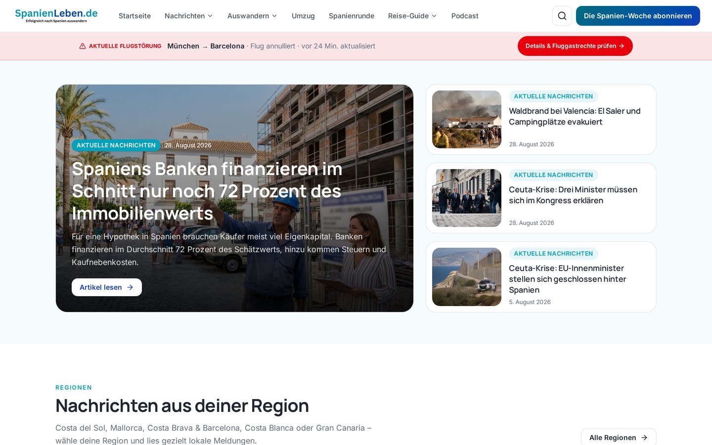 Startseite von spanienleben.de — Nachrichten- und Informationsportal